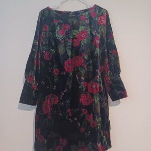 Velvet Floral Mid-Length Dress